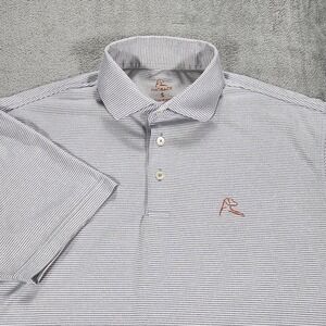 Rhoback Polo Shirt Mens Small Gray Stripe Golf Performance Stretch Knit